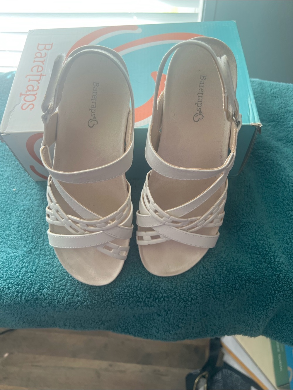 BareTraps Creamy White Strappy Wedge Sandals